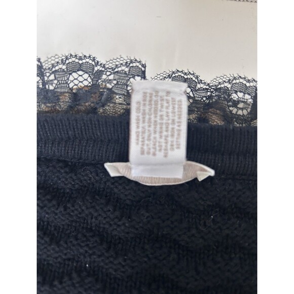 Chicos Knit Jacket Leopard &Lace Ruffle Trim Cardigan Hook Eye Closure Size 0 - Picture 5 of 6